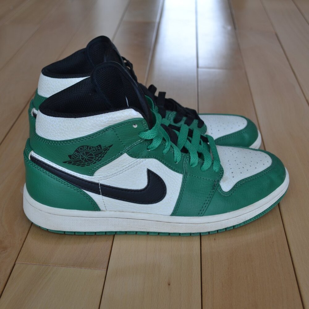 Jordan 1 Nike Mid Pine Green White Size 8